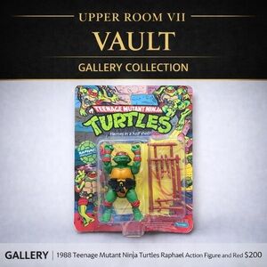 1988 Teenage Mutant Ninja Turtles Raphael Action Figure - Vintage Green and Red.